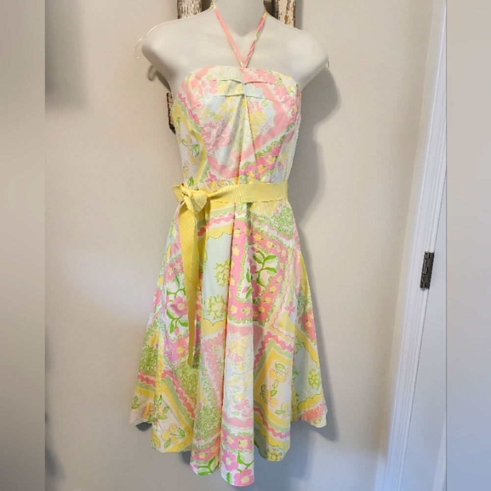 Lilly Pultzer Halter Pastel A Line Dress Sz 6 NWOT